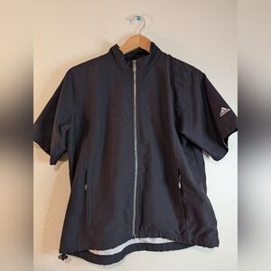 Adidas Black Short Sleeve Windbreaker with Stand-Up Collar